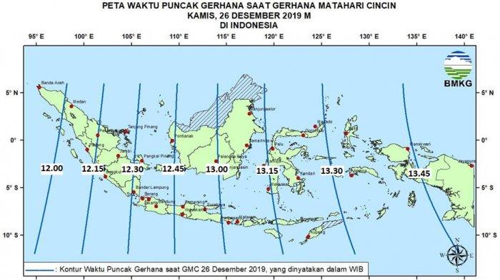 Peta Waktu Shalat Gerhana Matahari, Kamis (26/12)