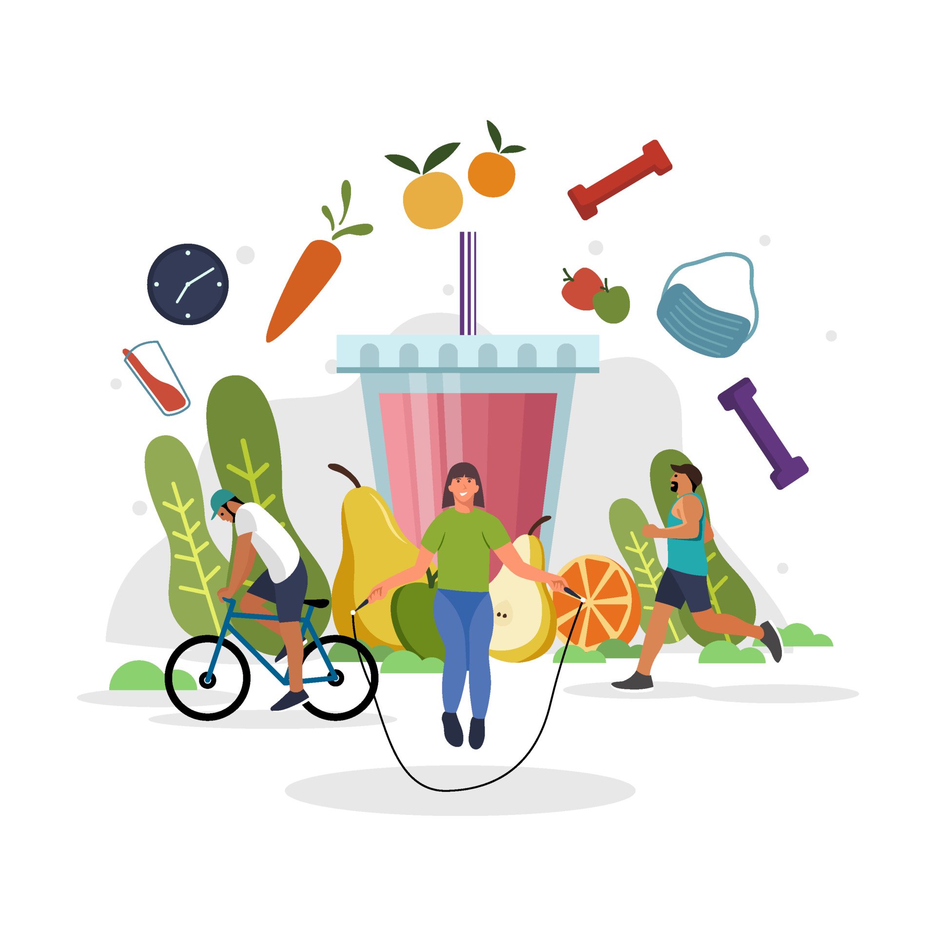 Balance and Healthy Lifestyle with People Exercising